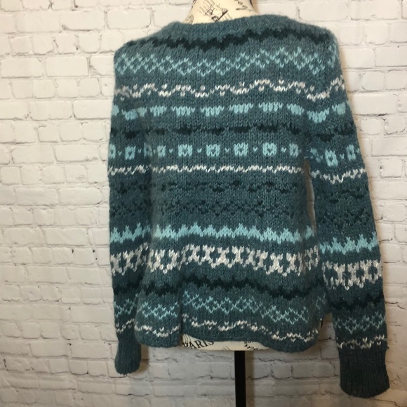 Free People Cropped Sweater Wool Alpaca Blend Crewneck Size Small Green - Picture 3 of 4
